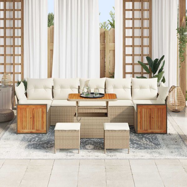 vidaXL Gartensofa-set mit Kissen 10 pcs Beige und Creme