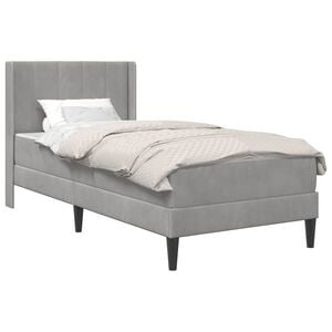 vidaXL Bettgestell mit Matratze mit Kopfteil Hellgrau 80 x 200 cm Samt