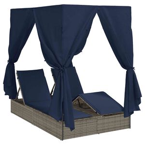 vidaXL Doppelte Sonnenliege Schwarz 205 x 129 x 200 cm Poly-Rattan