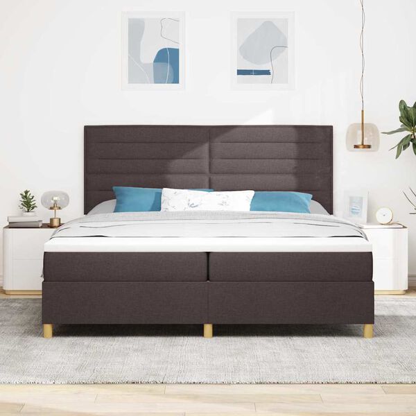 vidaXL LED Boxspringbett mit Matratze Dunkelbraun 200 x 200 cm Stoff