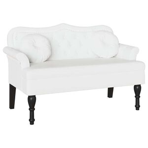 vidaXL Chesterfield Bank mit Kissen Wei&szlig; 120,5 x 65 x 75 cm Kunstleder
