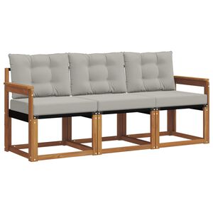 vidaXL Outdoor-Sofagarnitur mit Kissen 3 pcs Nat&uuml;rlich und Hellgrau