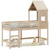vidaXL Hochbett mit Leiter und Dach 90x200 cm Massivholz Kiefer