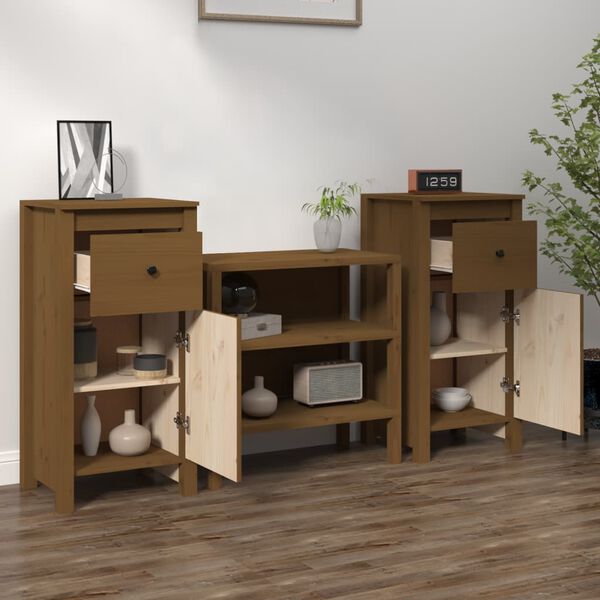 vidaXL Sideboards 2 Stk. Honigbraun 40x35x80 cm Massivholz Kiefer