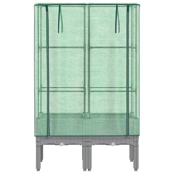 vidaXL Hochbeet mit Gewächshaus-Aufsatz Rattan-Optik 80x40x140 cm