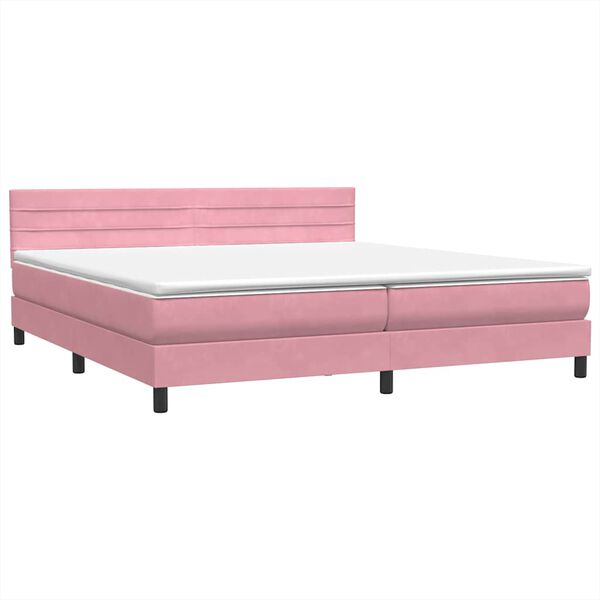 vidaXL Boxspringbett mit Matratze Rosa 180x210 cm Samt