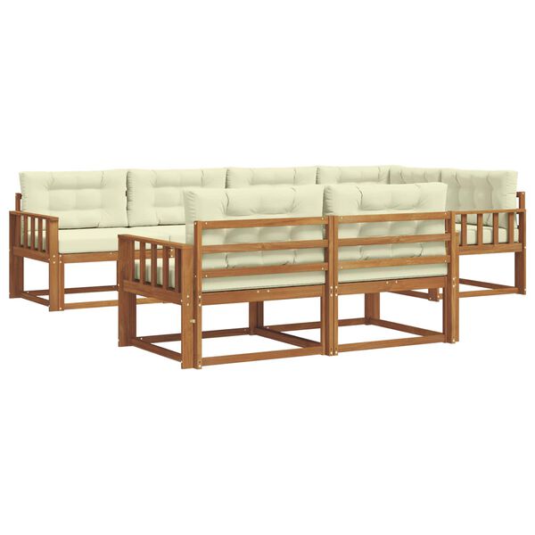 vidaXL Outdoor-Sofagarnitur mit Kissen 7 pcs Natur und Creme