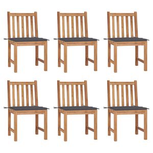 vidaXL Gartenst&uuml;hle 6 Stk. mit Kissen Massivholz Teak