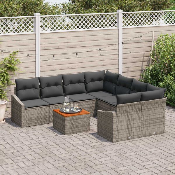 vidaXL Garten-Sofa-Set 9 pcs Grau