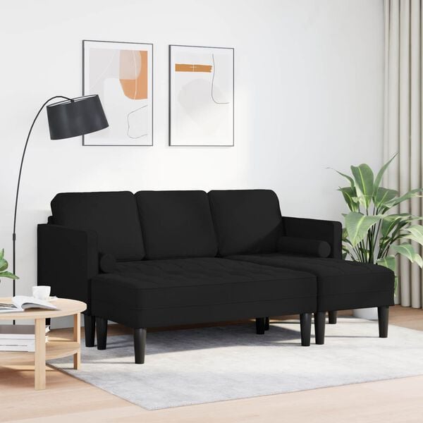 vidaXL Sofa Set mit Kissen 2 pcs Schwarz Polyester