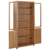 vidaXL Bücherschrank mit 4 Türen 90x35x200 cm Eiche Massivholz & Glas