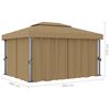 vidaXL Pavillon mit Vorhang 4x3 m Taupe Aluminium