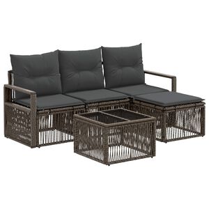 vidaXL Gartensofa-set 5 stk. Grau Poly-Rattan