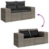 vidaXL Gartensofa 2-Sitzer mit Kissen Grau Poly Rattan