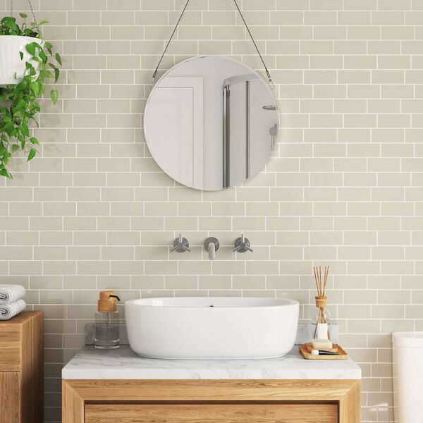 vidaXL U-Bahn-Fliese 10 pcs Beige 29.4 x 21.4 cm Polyurethan und PET