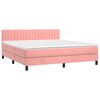 vidaXL Boxspringbett mit Matratze & LED Rosa 180x200 cm Samt