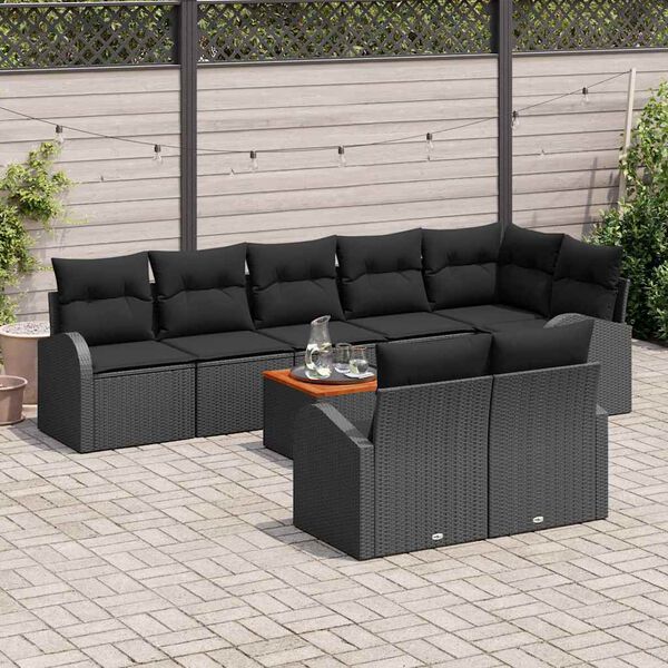 vidaXL Gartensofa-set mit Speicher 9 pcs Schwarz Poly-Rattan