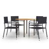 vidaXL 5-tlg. Garten-Essgruppe Poly Rattan Schwarz
