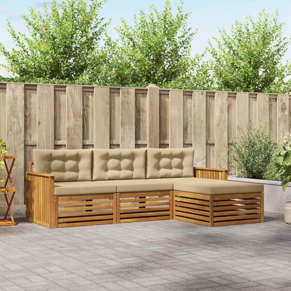 vidaXL Outdoor-Sofagarnitur mit Kissen 4 pcs Natur und Beige