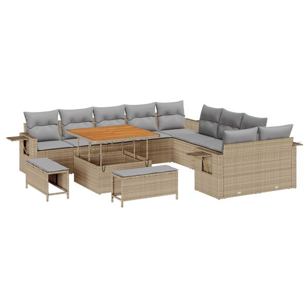 vidaXL Gartensofa-set 13 pcs Beige Poly-Rattan