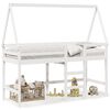 vidaXL Hochbett mit Leiter und Dach Wei&szlig; 90x190 cm Massivholz Kiefer