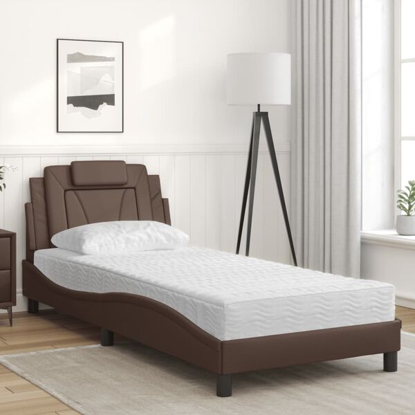 vidaXL Bett "Viana" mit Matratze Braun 90x200 cm Kunstleder