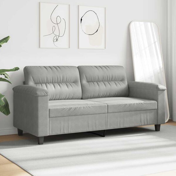 vidaXL 2-Sitzer-Sofa Hellgrau 140 cm Mikrofasergewebe