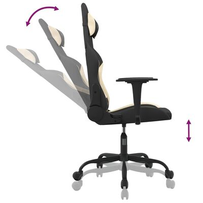 vidaXL Gaming-Stuhl mit Fußstütze Schwarz und Creme Stoff