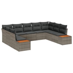 vidaXL Gartensofa-set mit Kissen mit Speicher 5 pcs Grau Polyrattan