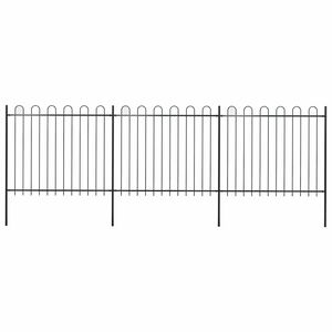 vidaXL Gartenzaun mit Rundbogen Stahl 504 x 150 cm Schwarz
