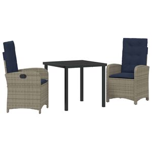 vidaXL Garten Essgruppe mit Kissen 5 pcs Grau Poly-Rattan