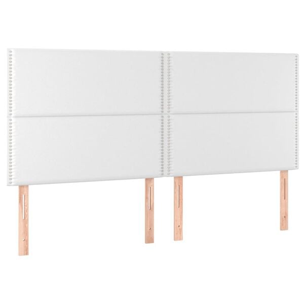 vidaXL LED Kopfteil Weiß 200x5x118/128 cm Kunstleder