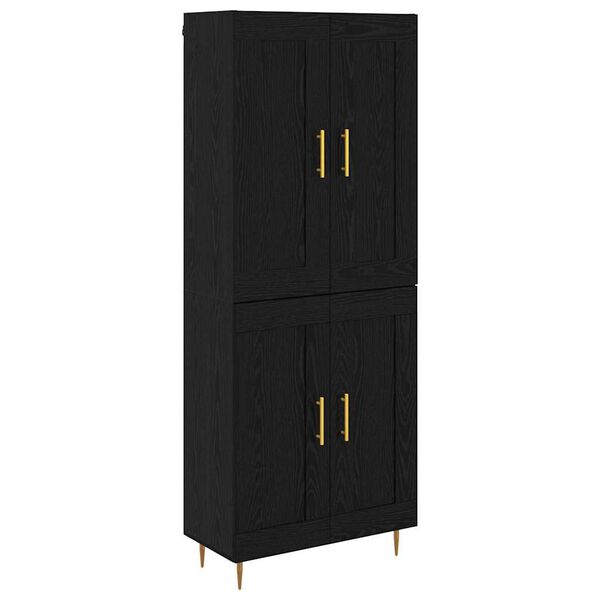 vidaXL Highboard Schwarz Eichen-Optik 69,5 x 34 x 180 cm Holzwerkstoff
