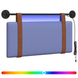 vidaXL H&auml;ngendes Kopfteil Mit LED Licht Jeans blau Antikes PU