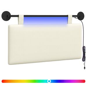 vidaXL H&auml;ngendes Kopfteil Mit LED Licht Creme Cordstoff