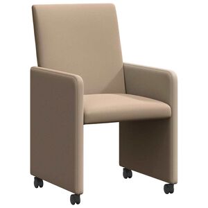 vidaXL Esszimmerst&uuml;hle mit Rollen 2 stk. Kunstleder Cappuccino