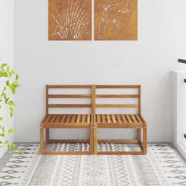 vidaXL 2 St&uuml;ck Outdoor Mittelsofa Massivholz Akazie Natur