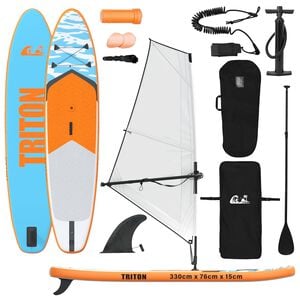 vidaXL Aufblasbares SUP-Board mit Segel TRITON 330 x 76 x 15 cm Blau