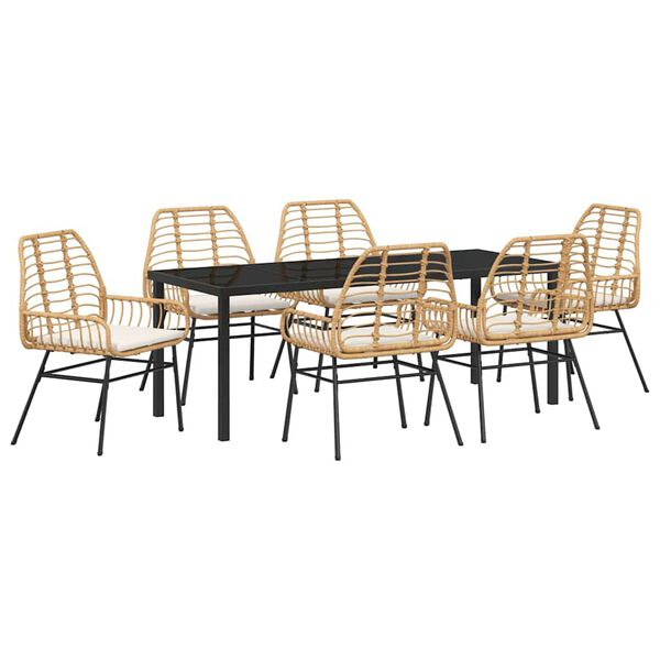 vidaXL Garten Essgruppe 7 pcs Braun Poly-Rattan