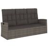 vidaXL Gartenbank mit Liegefunktion & Kissen Grau 173 cm Poly Rattan