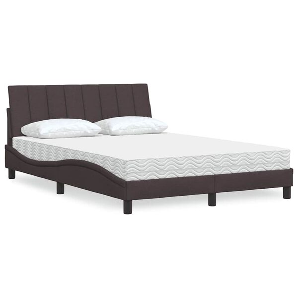 vidaXL Bett mit Matratze "Hanko" Dunkelbraun 140x190 cm Stoff