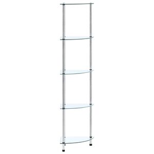 vidaXL Regal mit 5 Ablagen Transparent 30x30x130 cm Hartglas