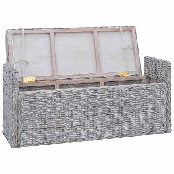 vidaXL Sitzbank mit Stauraum Wei&szlig; gewaschen 110 x 40 x 50 cm Rattan