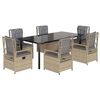 vidaXL 7-tlg. Garten-Essgruppe mit Kissen Beige Poly Rattan