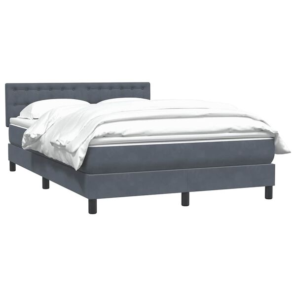 vidaXL Boxspringbett mit Matratze Dunkelgrau 140x220 cm Samt