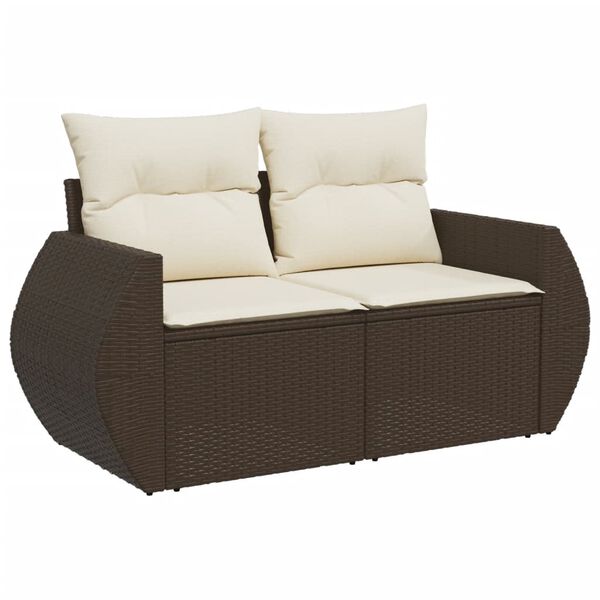 vidaXL 9-tlg. Garten-Sofagarnitur mit Kissen Braun Poly Rattan