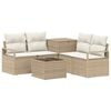 vidaXL Sofa Set 6 stk. Beige und Cremewei&szlig; Polyrattan und Stahl