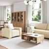 vidaXL Sofa 3 pcs Creme 220 x 80 x 84 cm Leinenmischgewebe