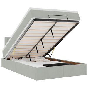vidaXL Ottomane Bett mit Matratze & LEDs Hellgrau 120x190 cm Samt