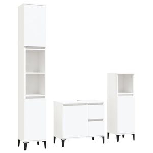 vidaXL 3-tlg. Badm&ouml;bel-Set Wei&szlig; Holzwerkstoff